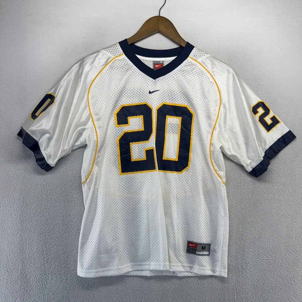 West Virginia Football Jersey Men's medium White Nike Center swoosh Mesh y2k